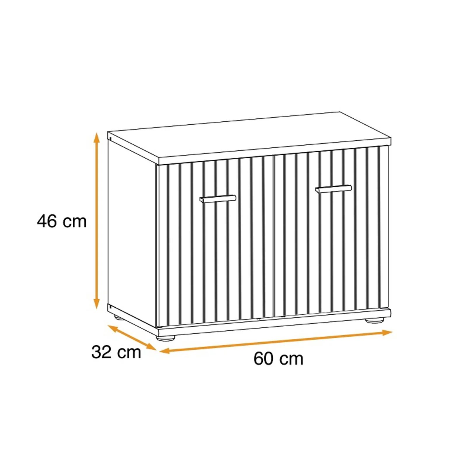 Modulo basso ingresso 2 ante 60x46h cm stampa a righe rovere rustico antracite California Gihome®