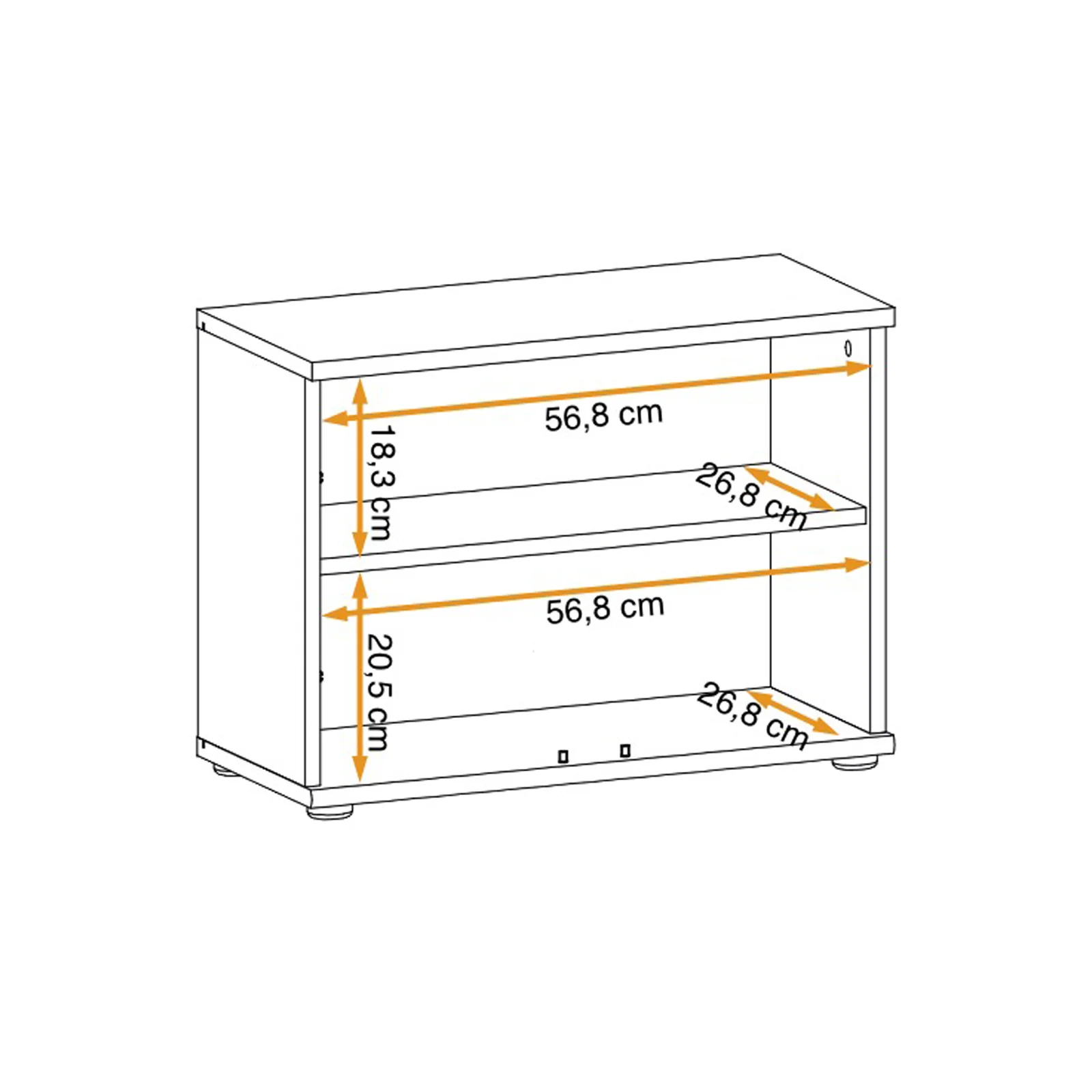 Modulo basso ingresso 2 ante 60x46h cm stampa a righe rovere rustico antracite California Gihome®