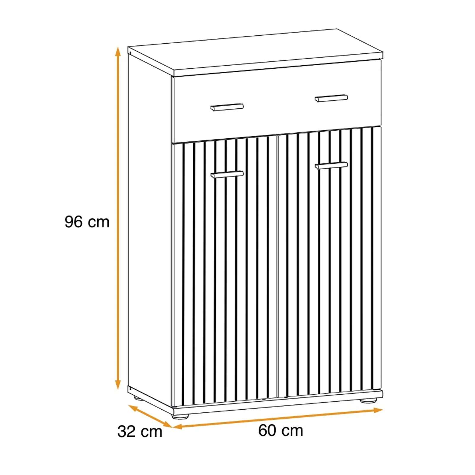 Mobile multiuso ingresso 60x96h cm stampa a righe rovere rustico antracite California Gihome®