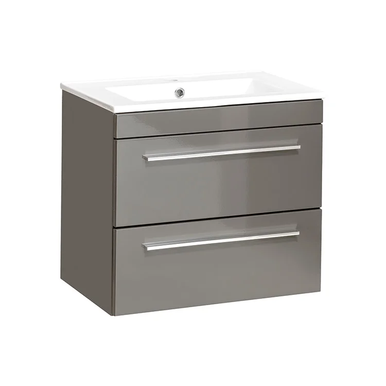 Mobile bagno sospeso 60cm 2 cassetti grigio lucido Zadar