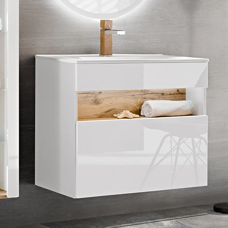 Mobile bagno sospeso 80cm bianco rovere Jachal