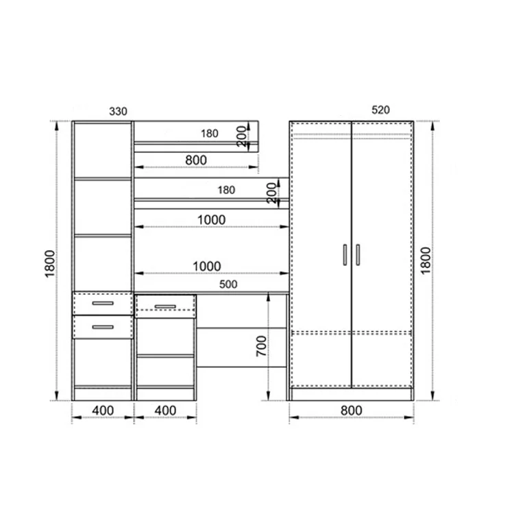 Cameretta per bambini completa con letto 120x190 cm rovere blu petrolio Alex Gihome®