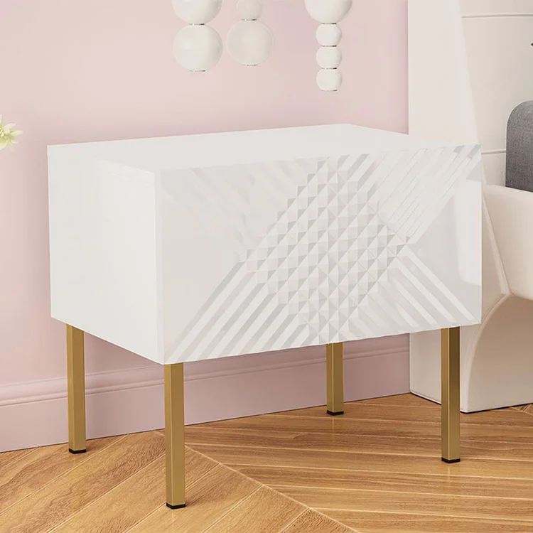 Comodino 50x46h cm design moderno bianco lucido Marisa