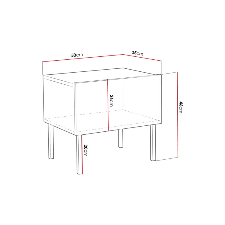 Comodino 50x46h cm design moderno bianco lucido Marisa