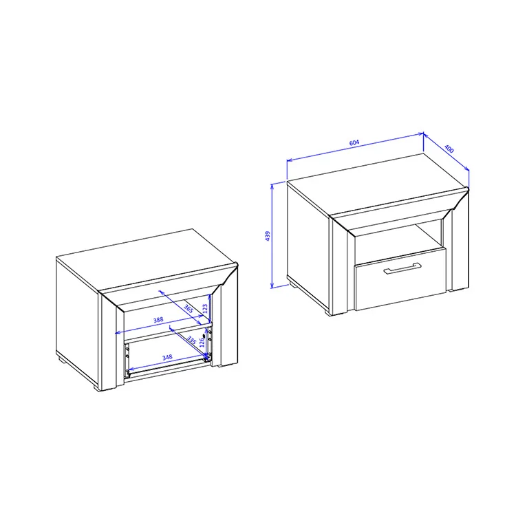 Comodino 60x44h cm 1 cassetto moderno bianco Benz