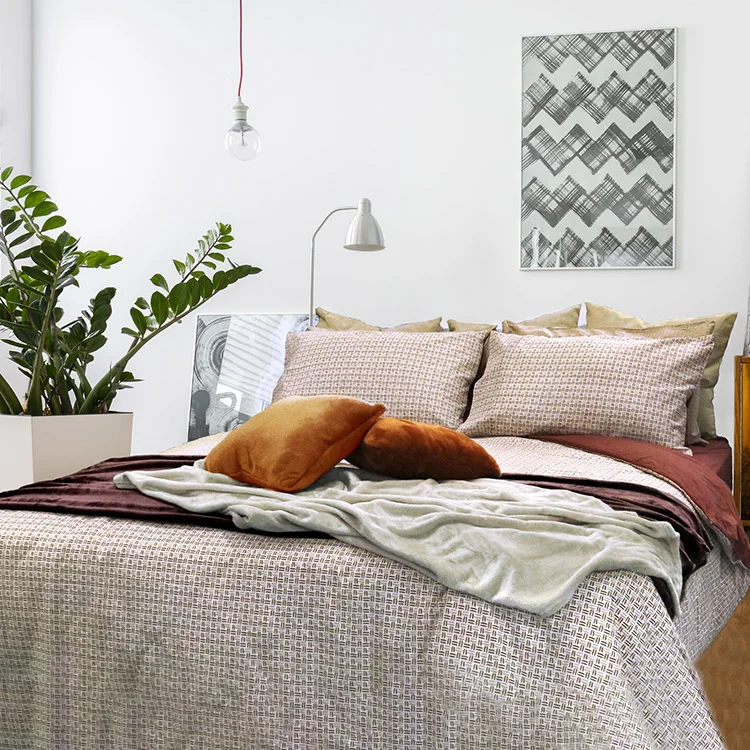 Copripiumino + 2 federe letto matrimoniale in cotone 250x200cm marrone terracotta Nabib
