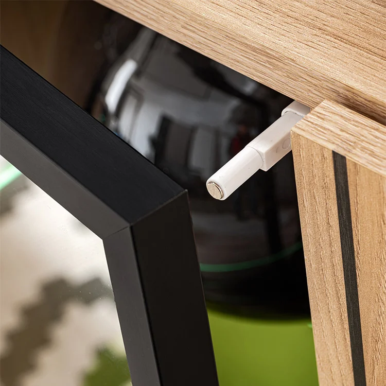 Credenza 90x102h cm 2 ante moderna noce con stampa nera Mendes