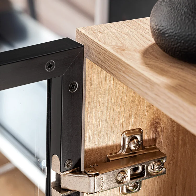 Credenza 90x102h cm 2 ante moderna noce con stampa nera Mendes
