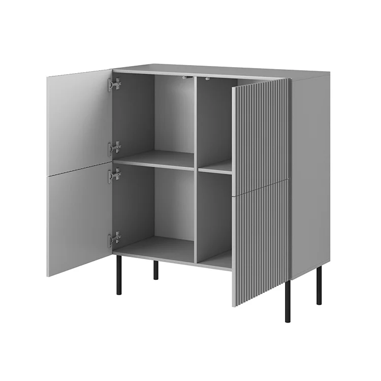 Credenza alta 100x110h cm moderna soggiorno grigio chiaro nero Cadice