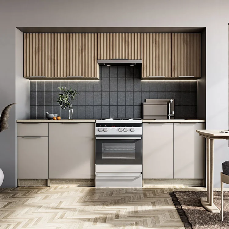 Cucina 240cm completa componibile moderna grigio rovere sonoma Taipei