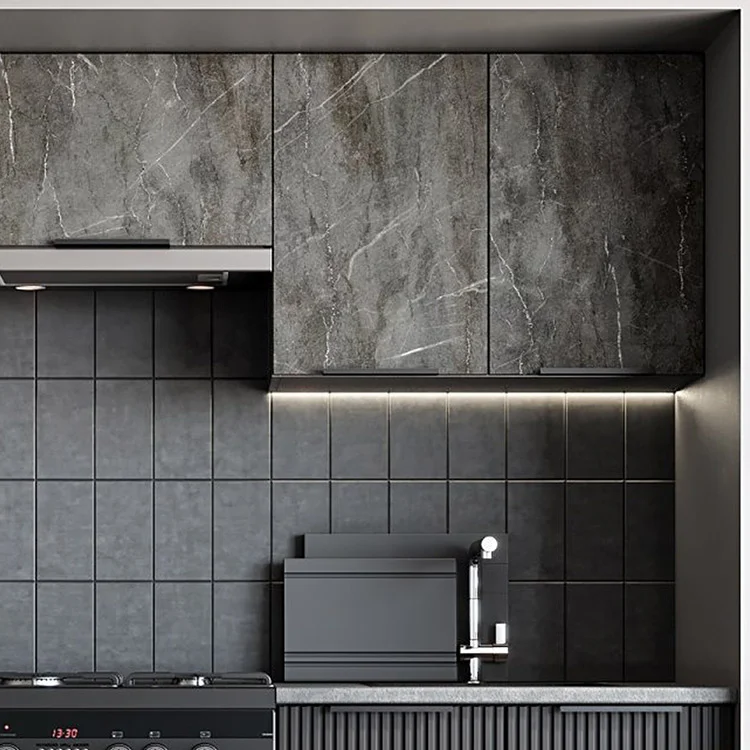 Cucina 240cm completa componibile moderna marmo nero grigio Yangon