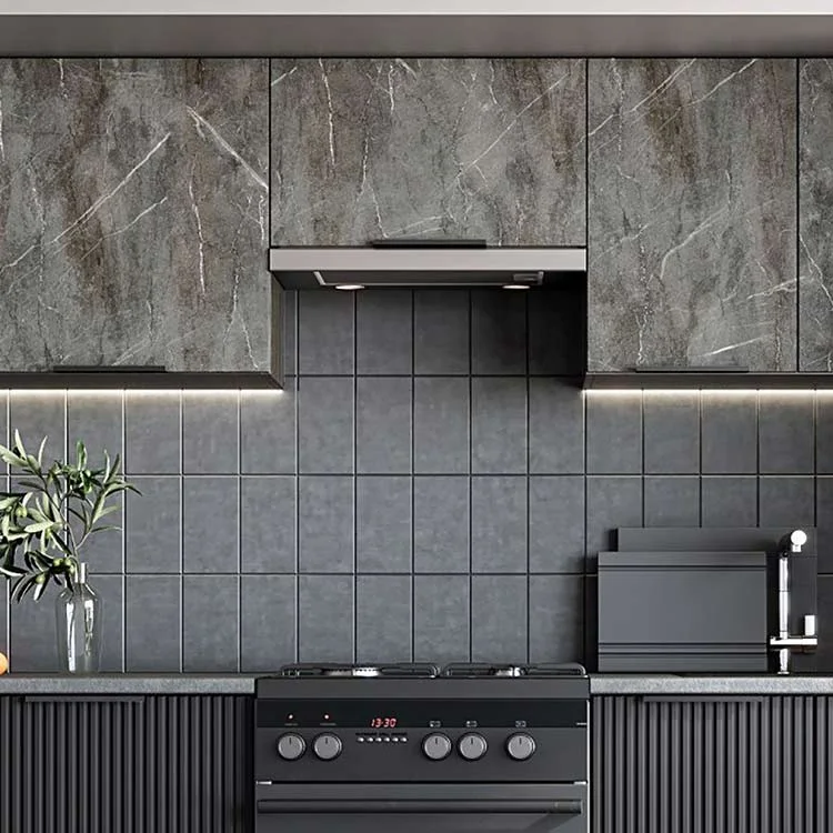 Cucina 240cm completa componibile moderna marmo nero grigio Yangon