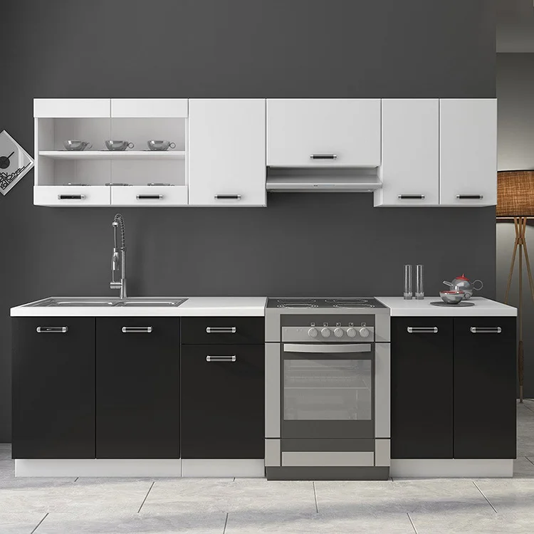 Cucina 240cm moderna componibile lineare bianco nero Wine