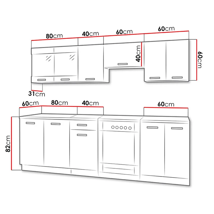 Cucina 240cm moderna componibile lineare bianco nero Wine