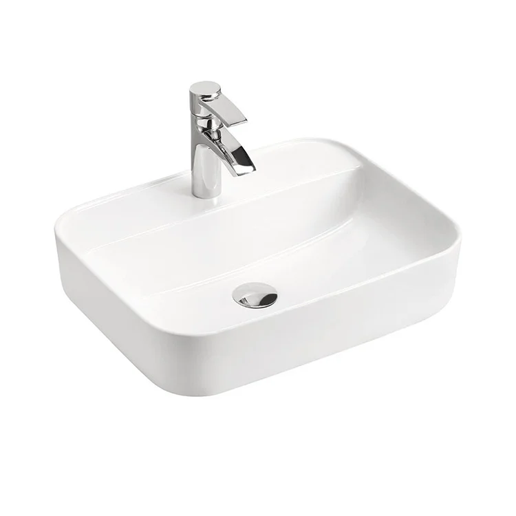 Lavabo bagno da appoggio 50x40cm rettangolare in ceramica bianco Arci