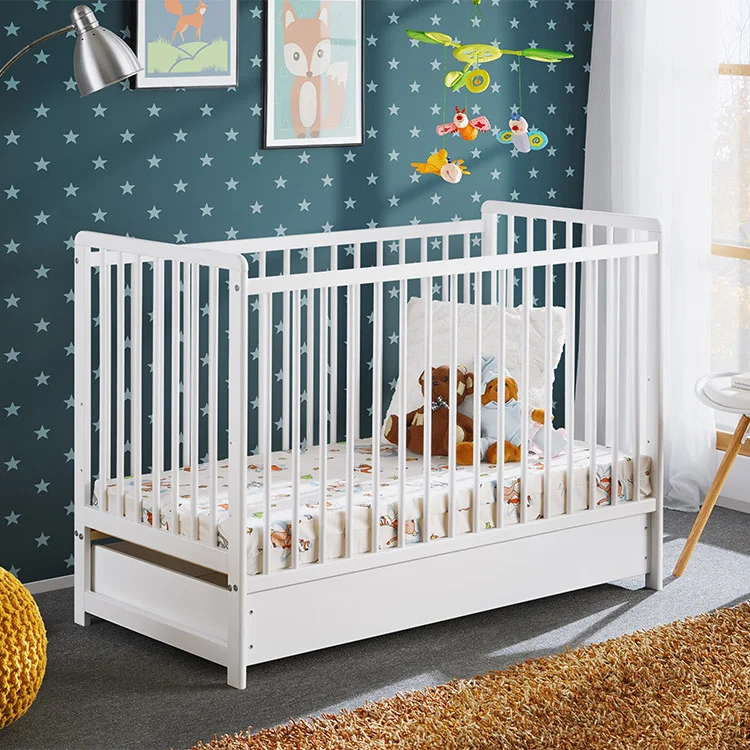 Lettino con materasso bambini neonati culla cassetto 65x124cm bianco Destiny