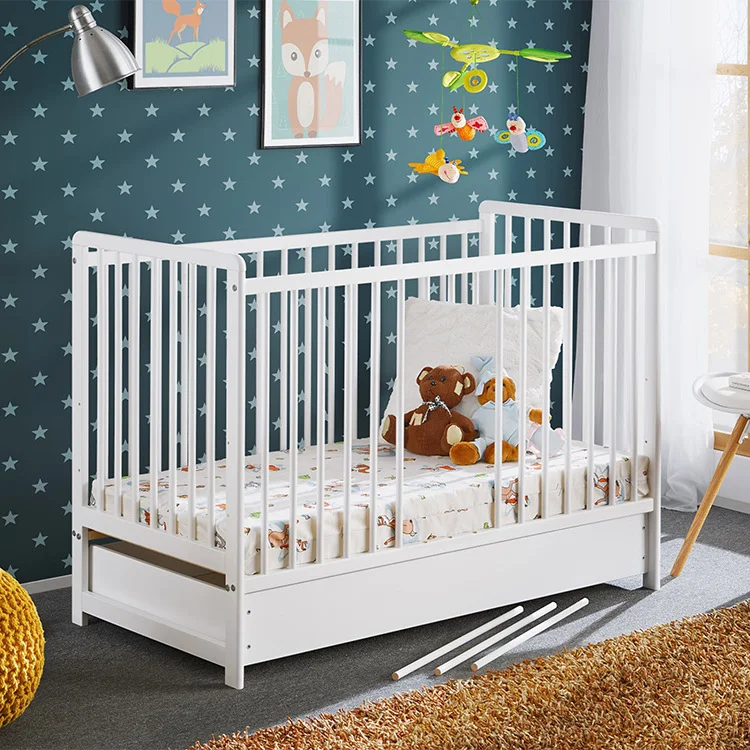 Lettino con materasso bambini neonati culla cassetto 65x124cm bianco Destiny