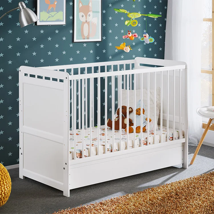 Lettino con materasso bambini neonati culla cassetto 67x124cm bianco Magic
