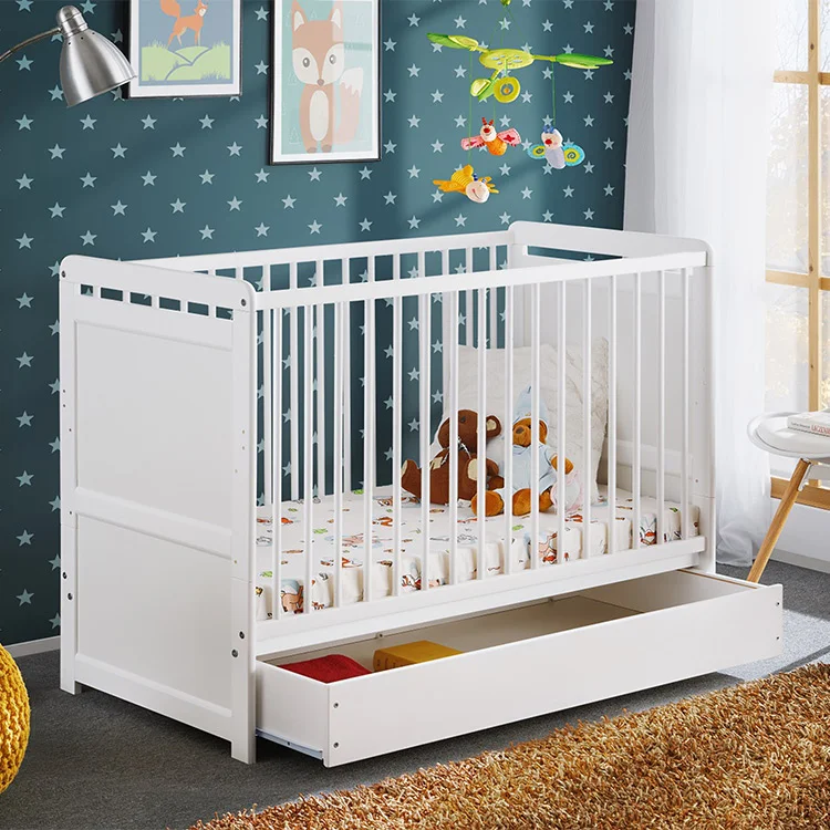 Lettino con materasso bambini neonati culla cassetto 67x124cm bianco Magic