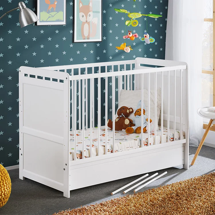 Lettino con materasso bambini neonati culla cassetto 67x124cm bianco Magic