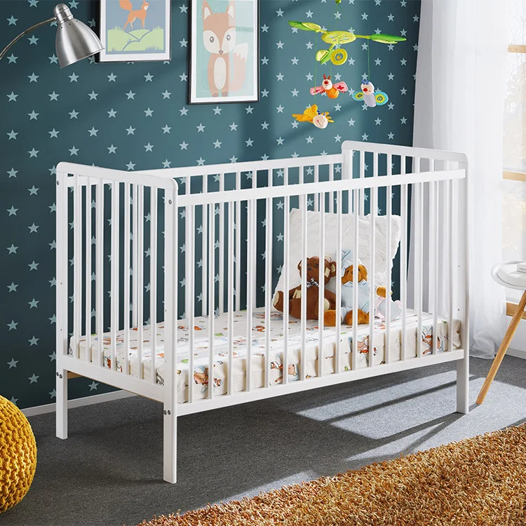 Lettino per bambini con materasso 65x124cm bianco Shine
