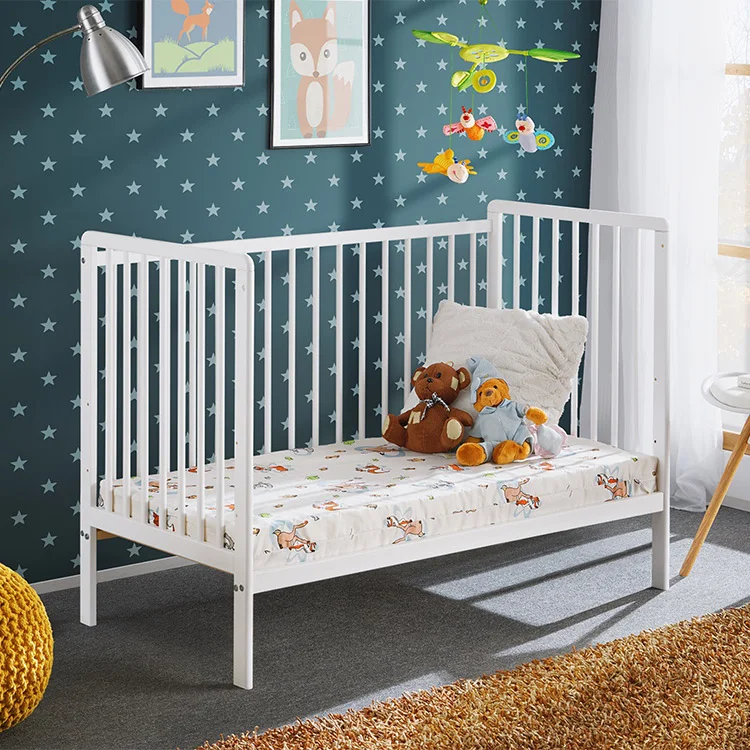 Lettino per bambini con materasso 65x124cm bianco Shine