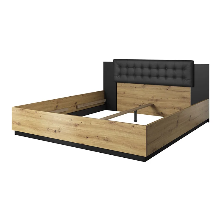 Letto 140x200cm alla francese rovere nero Vulcano