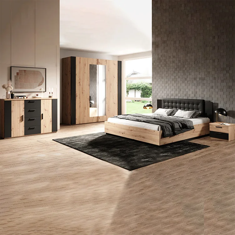 Letto 140x200cm alla francese rovere nero Vulcano