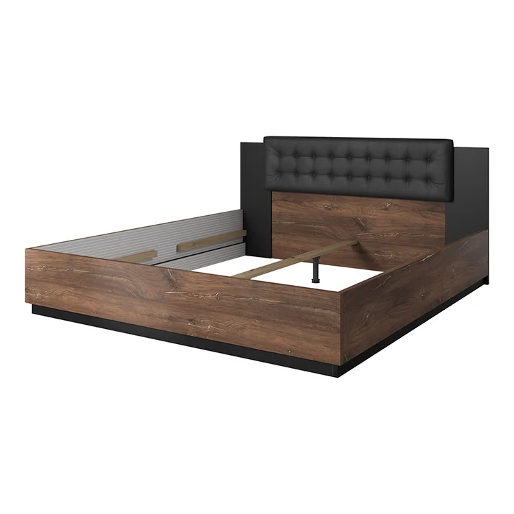 Letto 140x200cm alla francese rovere scuro nero Vulcano