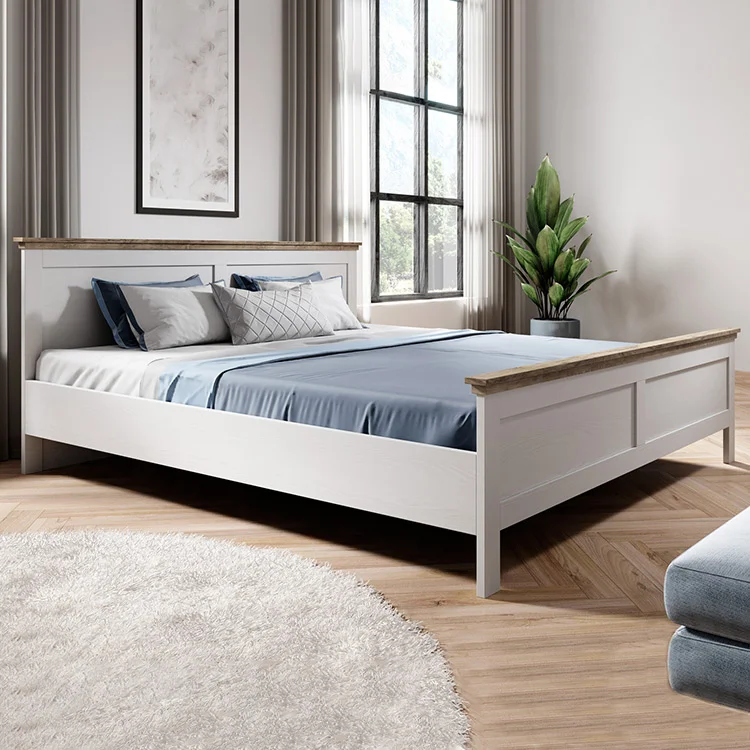 Letto 140x200cm alla francese design moderno bianco frassinato quercia Texel