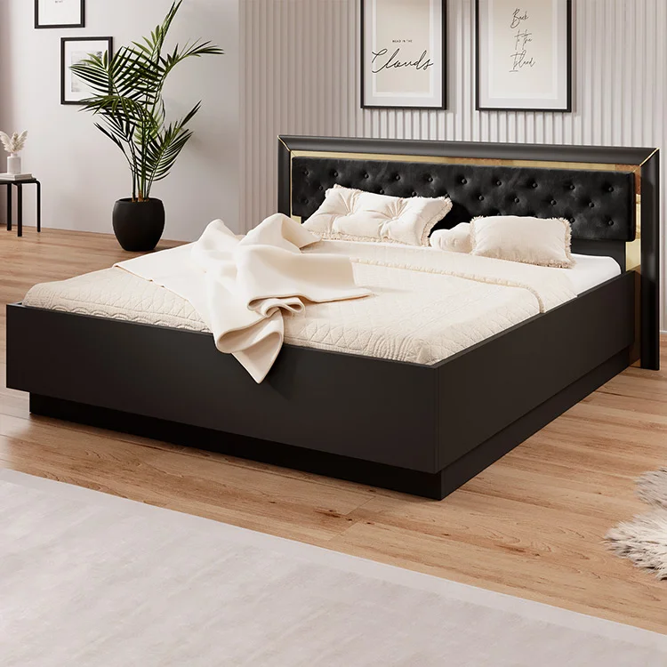 Letto matrimoniale oversize 180x200cm nero oro Benz