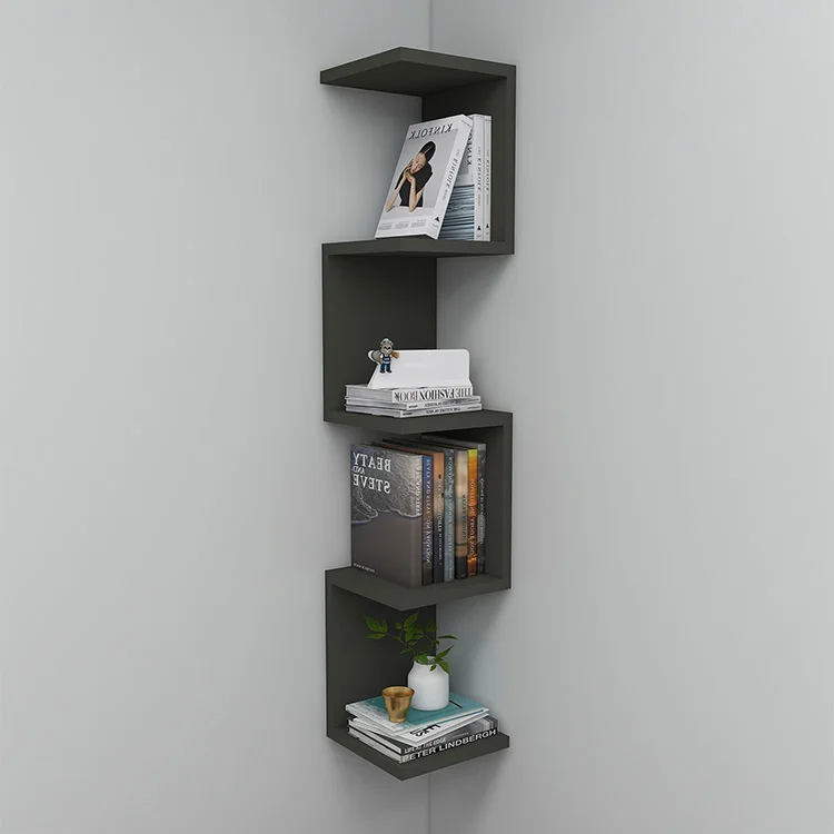 Libreria angolare da parete 22x111h cm con ripiani antracite Reale