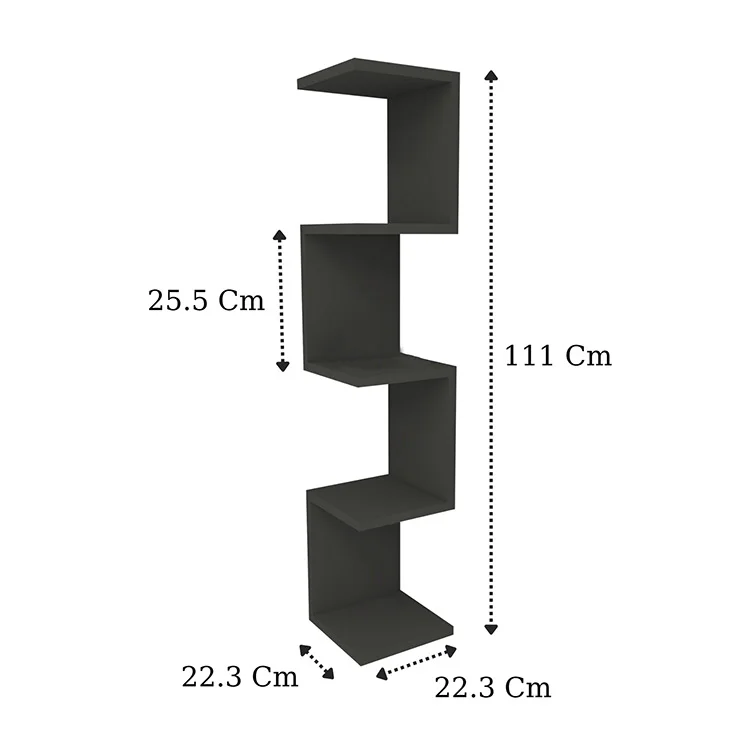 Libreria angolare da parete 22x111h cm con ripiani antracite Reale