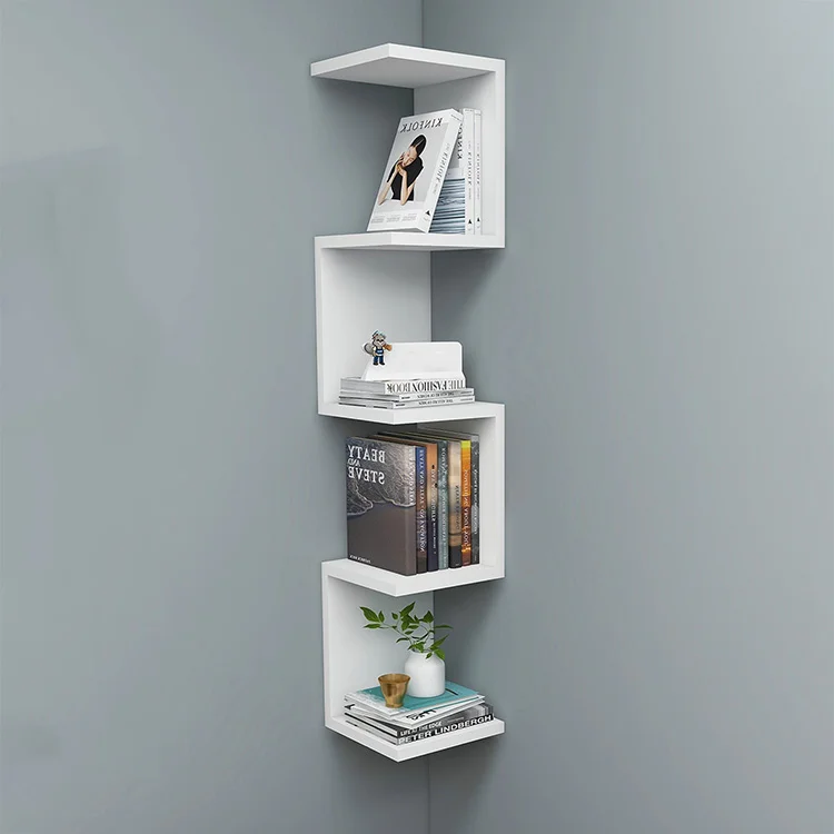 Libreria angolare da parete 22x111h cm con ripiani bianco Reale