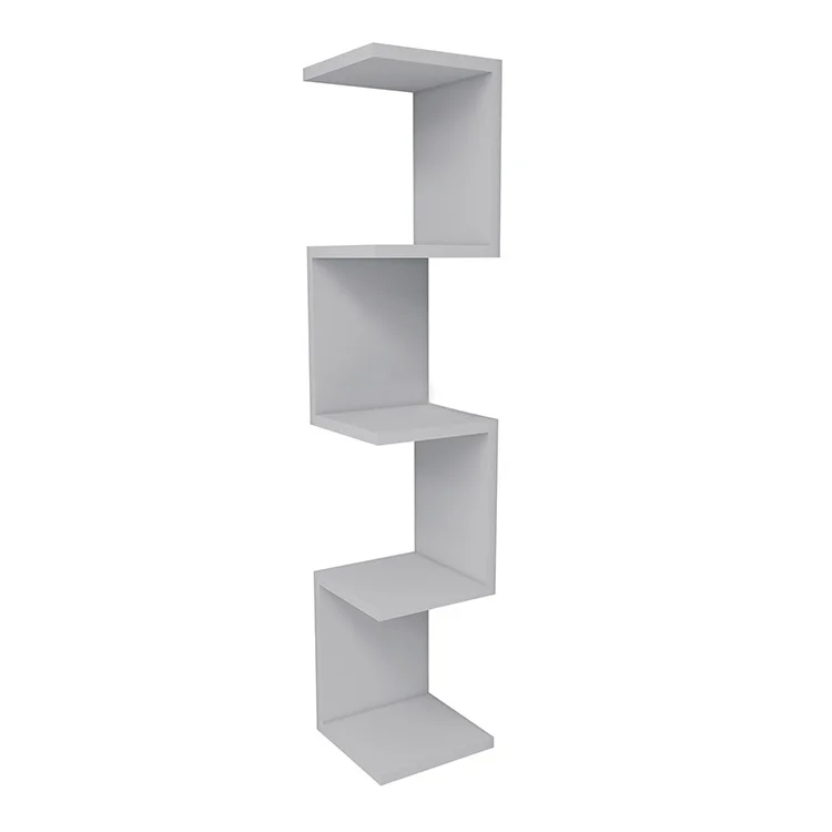 Libreria angolare da parete 22x111h cm con ripiani bianco Reale