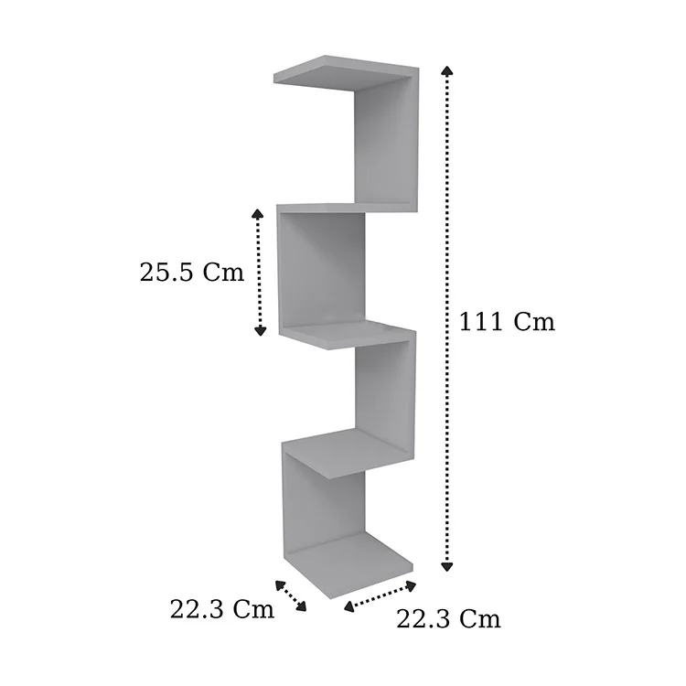 Libreria angolare da parete 22x111h cm con ripiani bianco Reale