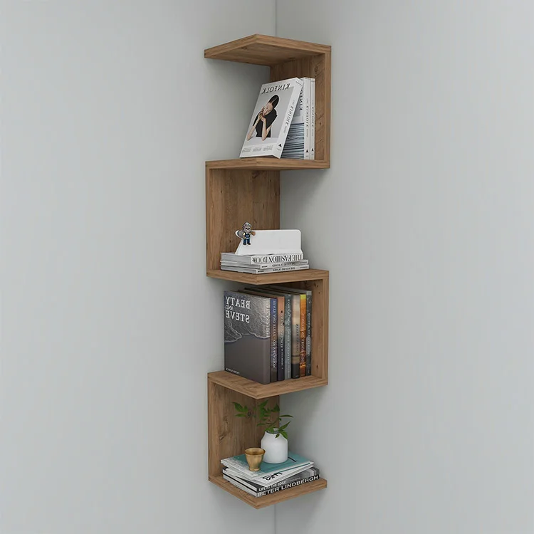 Libreria angolare da parete 22x111h cm con ripiani rovere Reale
