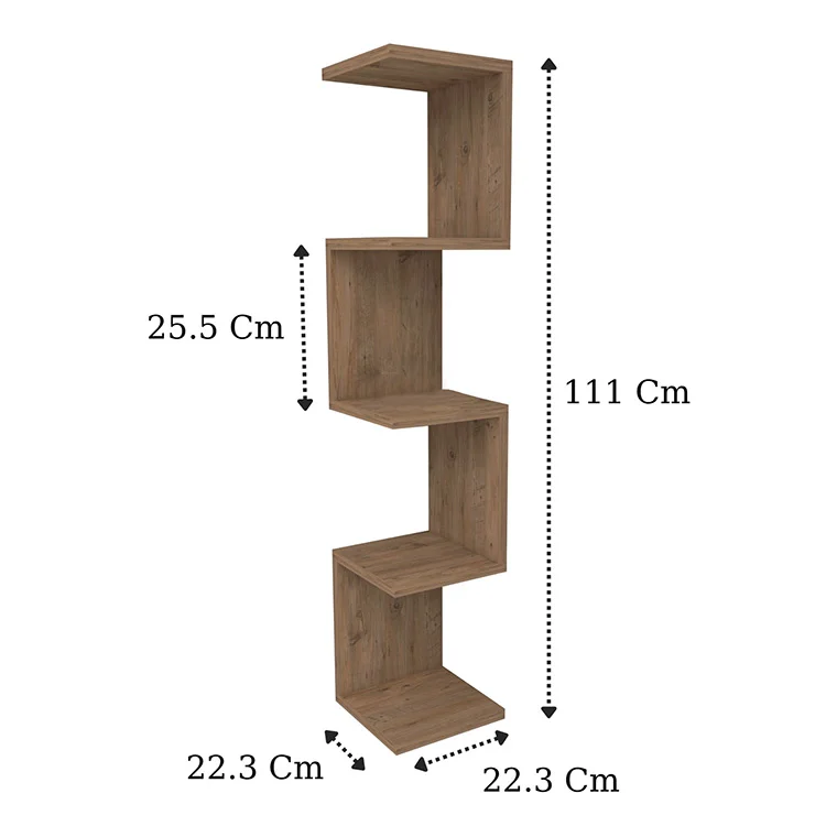 Libreria angolare da parete 22x111h cm con ripiani rovere Reale