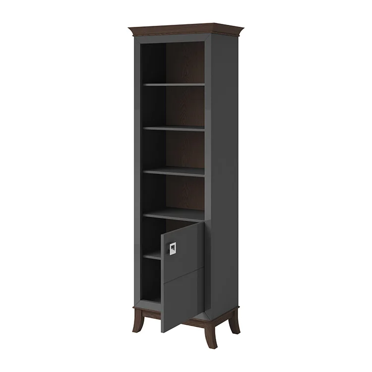 Libreria 66x207h cm 4  ripiani moderna antracite lucido rovere scuro Umag