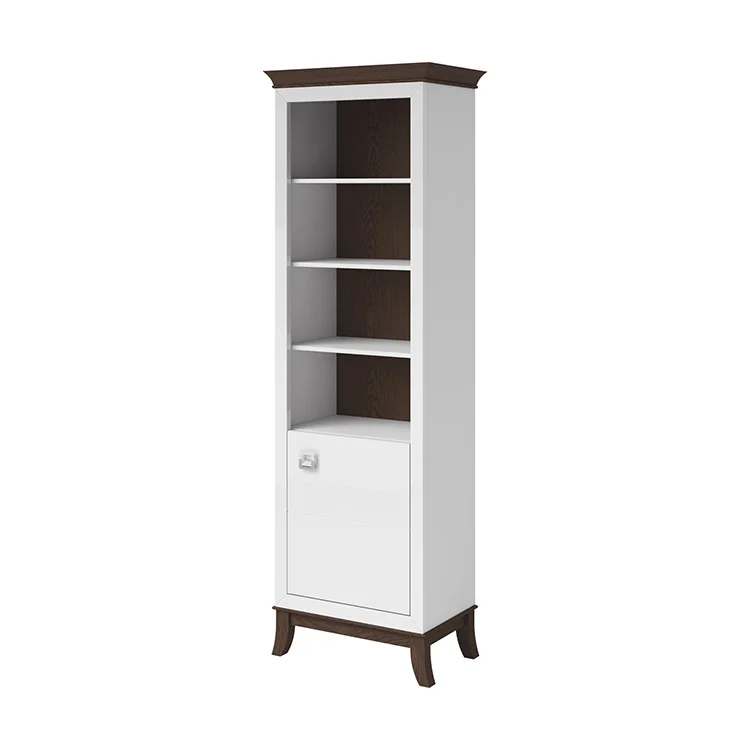 Libreria 66x207h cm 4  ripiani moderna bianco lucido rovere scuro Umag