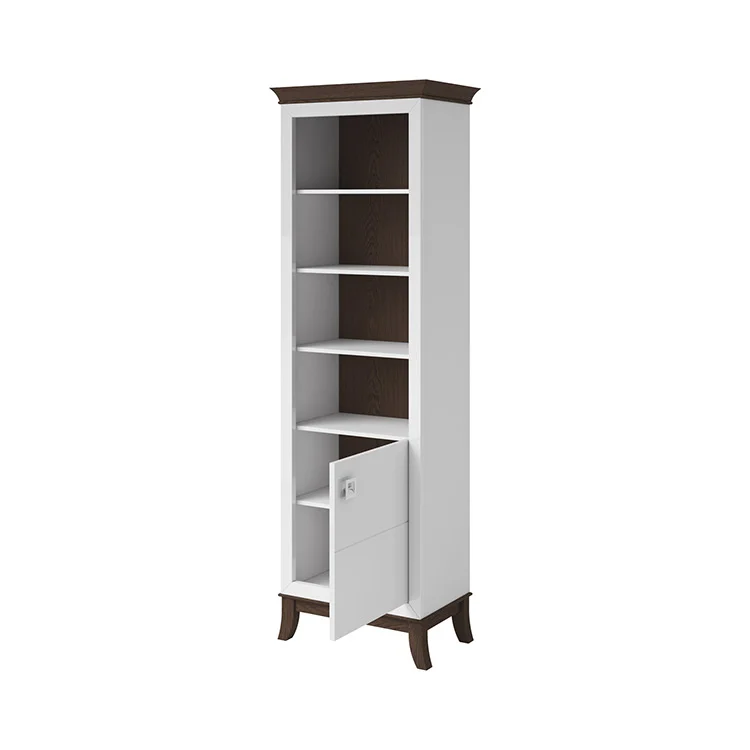 Libreria 66x207h cm 4  ripiani moderna bianco lucido rovere scuro Umag