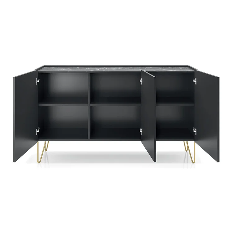 Madia 144x83h cm moderna sogggiorno nero effetto marmo Sirena