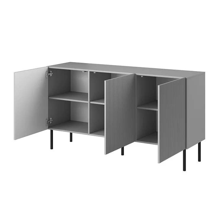 Madia 150x81h cm moderna soggiorno grigio chiaro nero Cadice