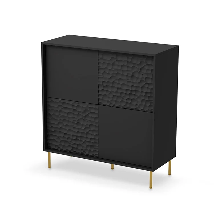 Madia 100x105h cm moderna soggiorno nero oro Osaka