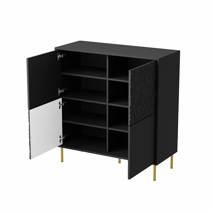 Madia 100x105h cm moderna soggiorno nero oro Osaka