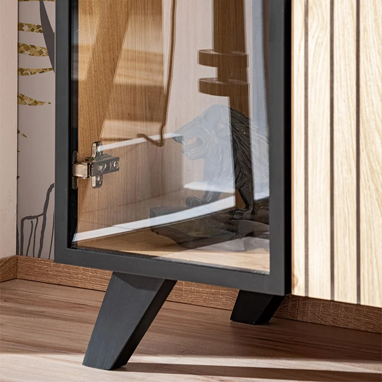 Madia 160x82h cm 4 ante con stampa nera soggiorno noce Mendes
