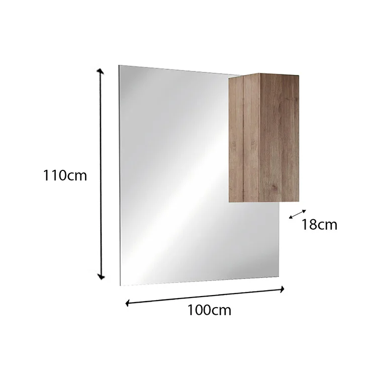 Mobile bagno a terra 100cm con lavabo e specchio rovere Alvarez
