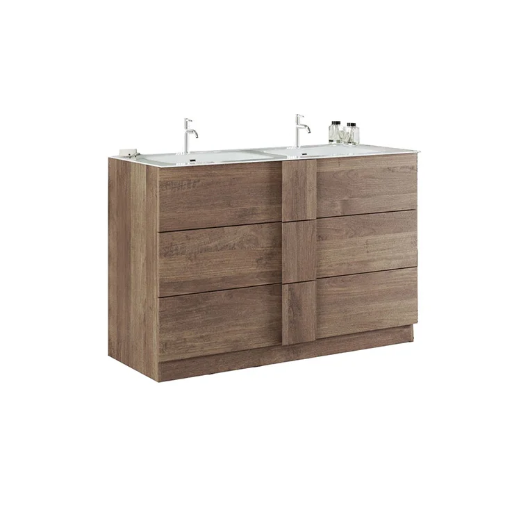 Mobile bagno a terra 120cm con doppio lavabo 3 cassetti rovere Alvarez