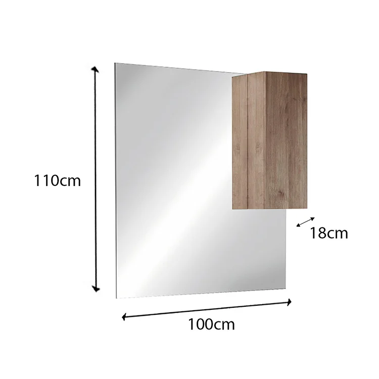 Mobile bagno sospeso 100cm con lavabo e specchio rovere Alvarez