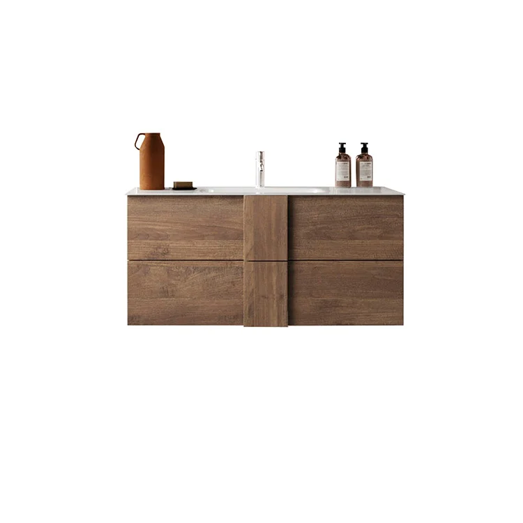 Mobile bagno sospeso 100cm con lavabo 2 cassetti rovere Alvarez